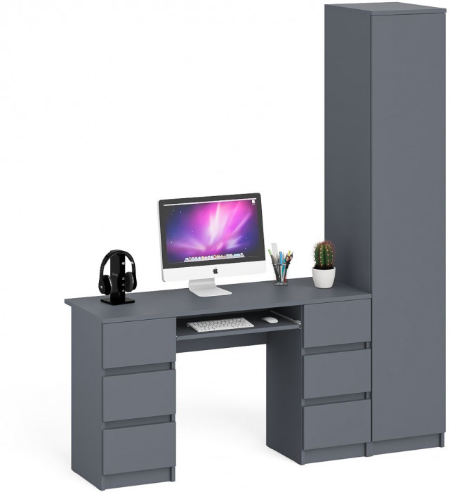 Мори Стол компьютерный МС-2 + Пенал МШ400.1, цвет графит, ШхГхВ 175,8х50,4х209,6 см., универсальная сборка