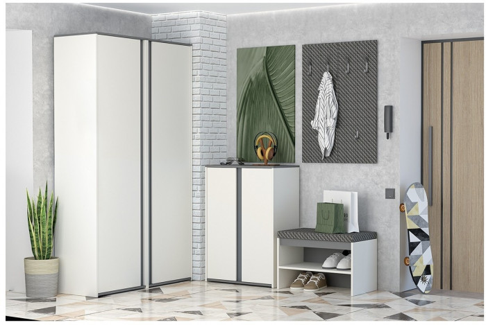 Модульная прихожая Иннэс 12 Набор 2 (Графит / Миндаль)