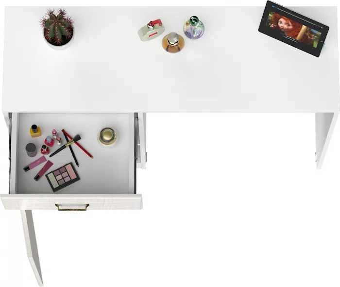 Ливерпуль Стол туалетный 12.46, цвет ясень ваниль/белый, ШхГхВ 119,8х41,3х82,3 см., НЕ универсальная сборка