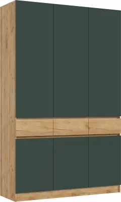 Шкаф 3-х створчатый, Дуб крафт/Изумрудный