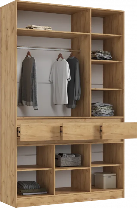 Шкаф 3-х створчатый, Дуб крафт/Изумрудный