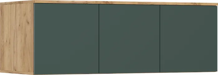 Норд Шкаф 3-х створчатый 1200 с антресолью, Дуб крафт/Изумрудный