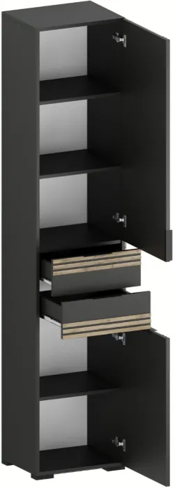 Нао Шкаф-пенал ШК-4015 с ящиками, Графит/Графит, Дуб Вотан