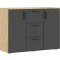 Сильвия Комод (3 ящика/2 двери) 1200, Браш Графит/Дуб крафт
