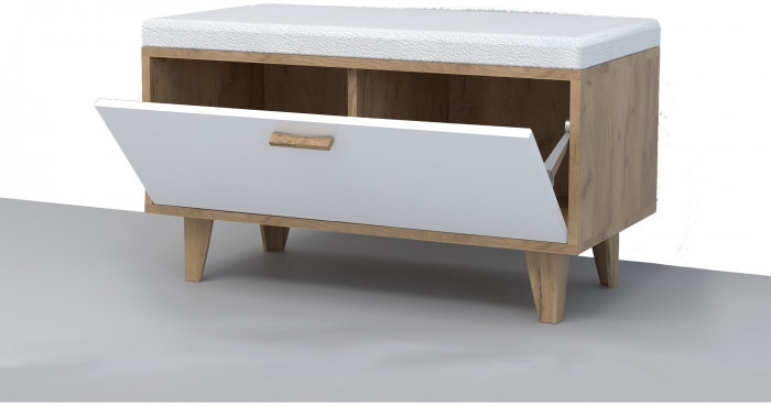 Эго Обувница ОБ-1 НГ (Глянец Белый/Бетон Светлый)