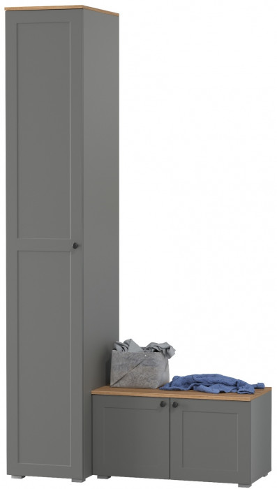 Остин Прихожая 11, цвет серый графит/дуб крафт золотой, ШхГхВ 120х54,3х229,6 см., универсальная сборка