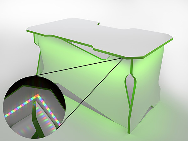 Игровой компьютерный стол RVG с подсветкой Белый/Салатовый 140