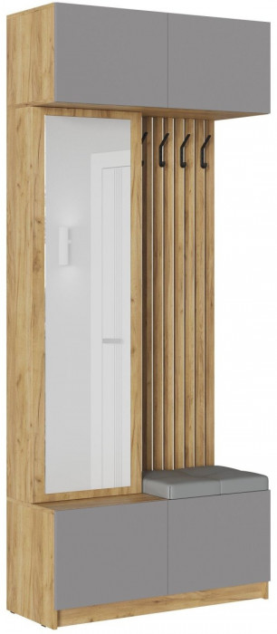Прихожая Бостон ЛДСП (Серый Шифер, Дуб Крафт Золотой)