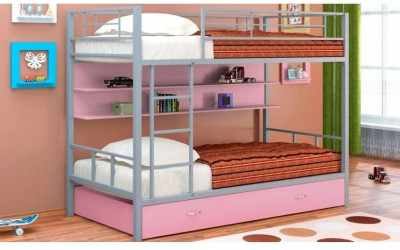 Двухъярусная кровать Севилья-3ПЯ  розовая
