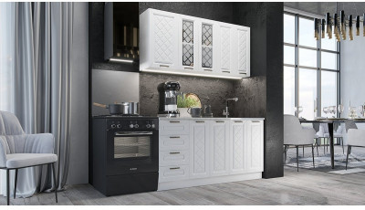 Кухня МДФ Агава 1600, Акация белая