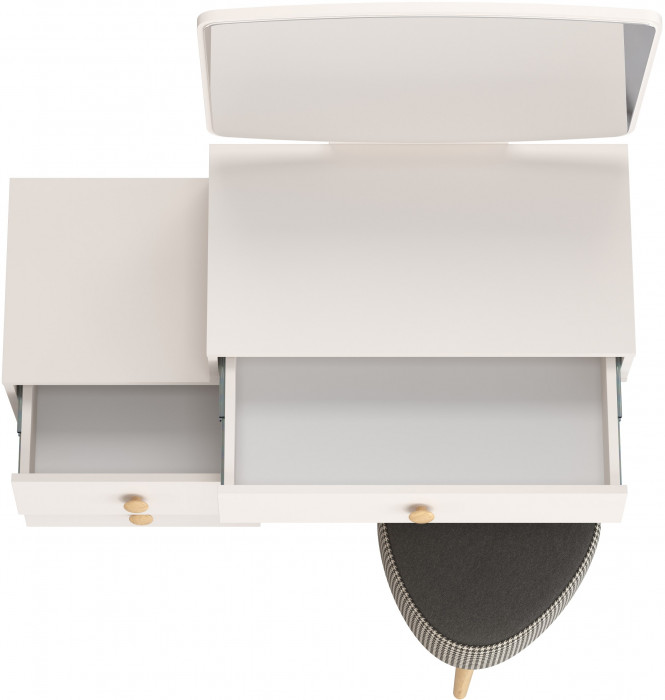 Афина Спальня 4-25901М1к.с. Трюмо + Банкетка 6-5134ТКчёр Ева, цвет кашемир серый/ткань чёрная, ШхГхВ 105х38,6х129 + 38х38х45 см., универс. сб.