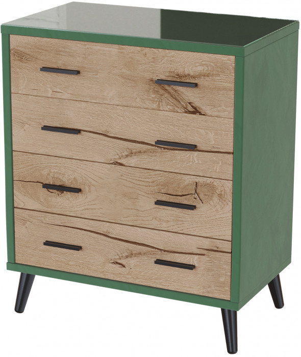 Комод интерьерный Ланс изумруд/мдф дуб канадский