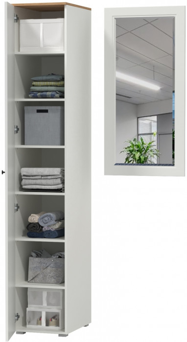 Остин Прихожая 12, цвет белый шагрень/дуб крафт золотой, ШхГхВ 99,5х54,3х229,6 см., универсальная сборка