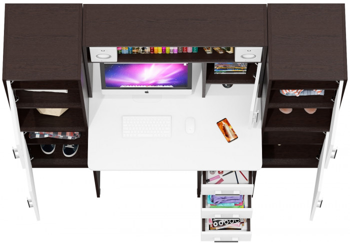 С-МД-СК9 Компоновка № 02, цвет венге/белый шагрень, ШхГхВ 188х70х160 см., НЕ универсальная сборка