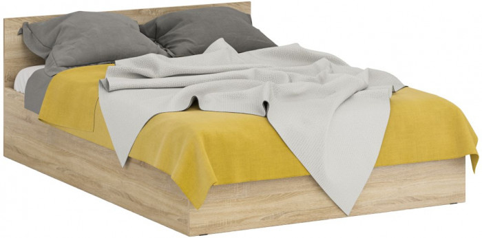 Стандарт Кровать 1400, цвет дуб сонома, ШхГхВ 143,5х203,5х70 см., сп.м. 1400х2000 мм., без матраса, основание есть