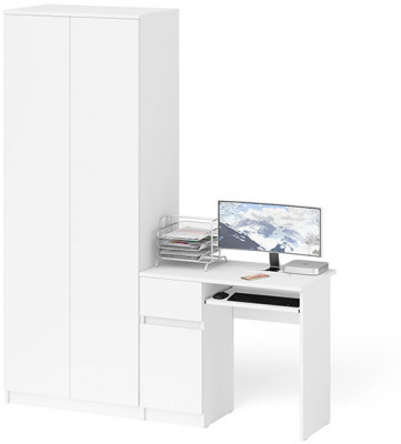 Мори Стол компьютерный МС-1 левый + Шкаф МШ800.1, цвет белый, ШхГхВ 170,4х50,4х209,6 см., выдвижной ящик слева, НЕ универсальная сборка