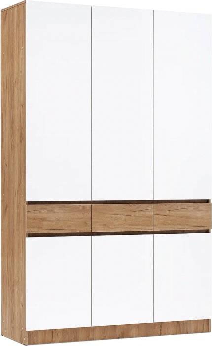 Прихожая Роджина Шкаф 3-х ств (Дуб крафт/Белый глянец)