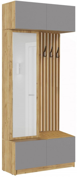 Прихожая, Крафт Золотой/Белый глянец, кромка Сонома