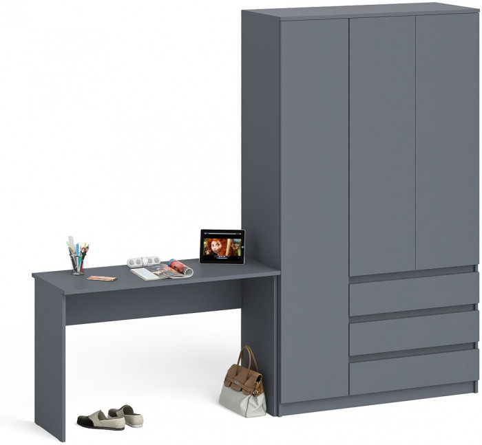 Мори Стол письменный МСП1200.1 + Шкаф МШ1200.1, цвет графит, ШхГхВ 240,8х50,4х209,6 см., универсальная сборка
