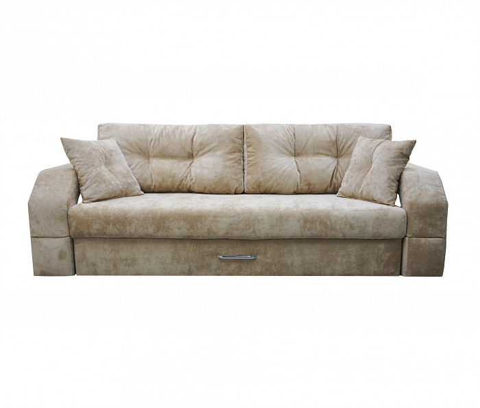 Диван-еврокнижка Манчестер, пружинный блок, 150х195, подсветка, велюр бежевый