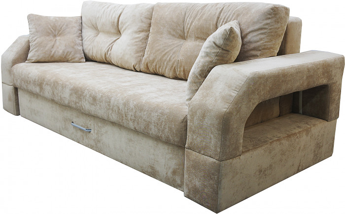 Диван-еврокнижка Манчестер, пружинный блок, 150х195, подсветка, велюр бежевый