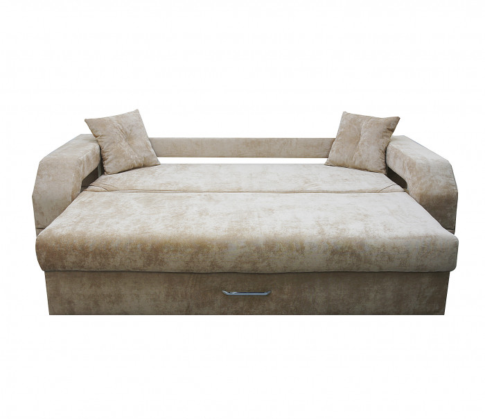 Диван-еврокнижка Манчестер, пружинный блок, 150х195, подсветка, велюр бежевый