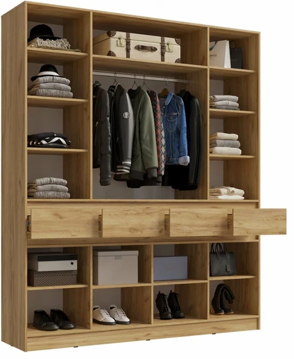 Прихожая Роджина Шкаф 4-х ств (Дуб крафт/Графит)