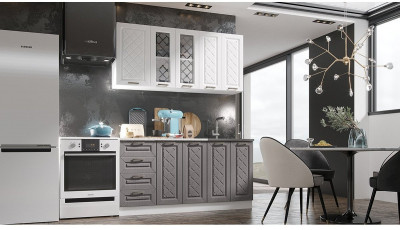 Кухня МДФ Агава 1600, Акация белая/Трюфель