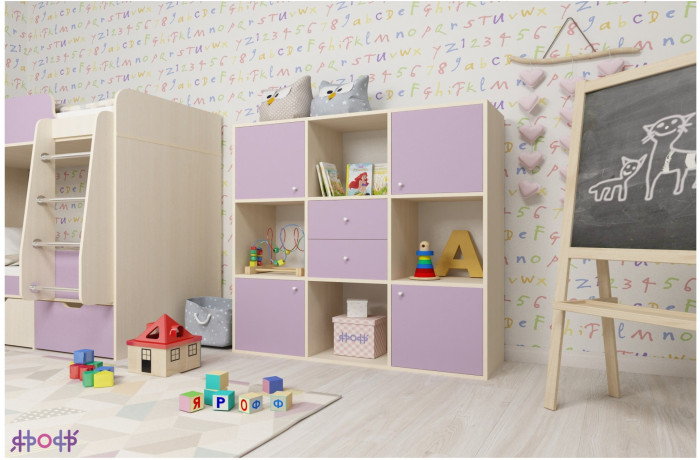 Стеллаж Джери (Дуб молочный/Ирис)