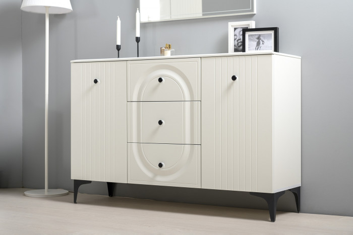 Валенсия Гостиная № 092, цвет ЛДСП белый шагрень/МДФ белый шагрень, ШхГхВ 188,2х38,4х225,2 см., универсальная сборка