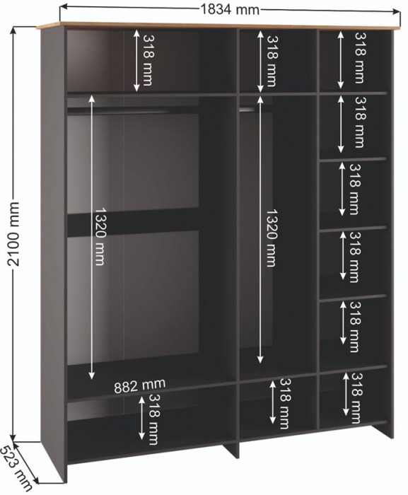 Шкаф четырехстворчатый Теодора, Графит