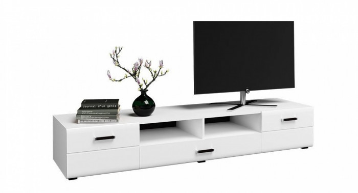 Нэнси NEW МДФ Тумба Тв (2д+1ящ) (Белый глянец, Белый)