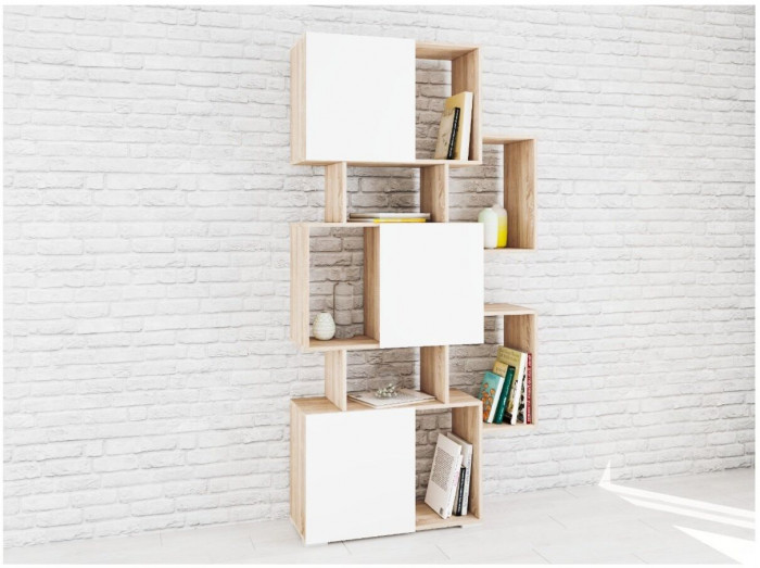 Стеллаж Ромео-9 дуб сонома/белый