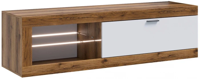 Прага Тумба ТВ мини, делано/Белый гладкий