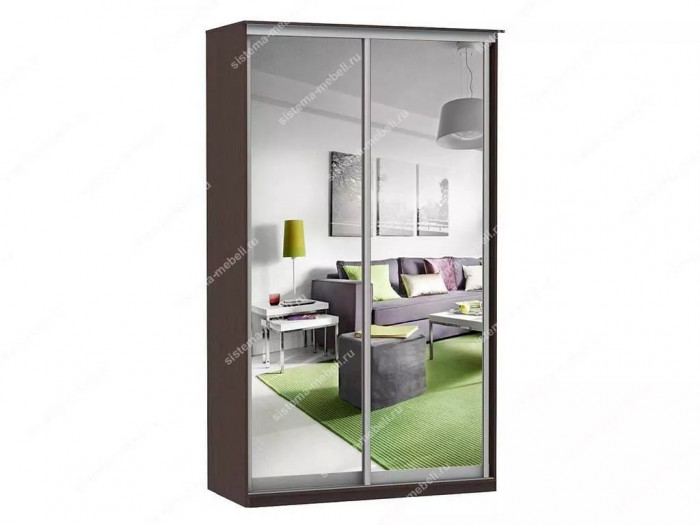 Шкаф купе Модерн 1490х450 2-х дверный 2-х секционный зеркальный венге
