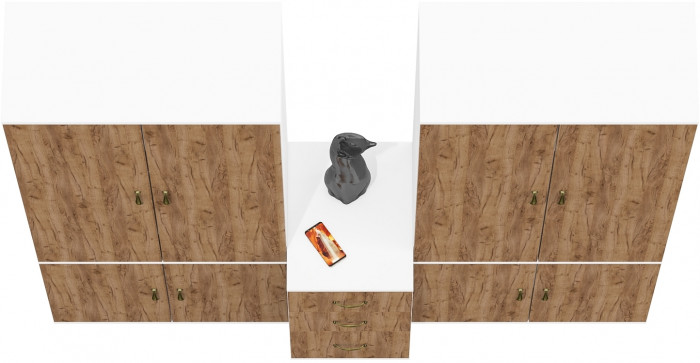 Лидер-8 Шкаф МД 20Б + Шкаф МД 20Б + Тумба МД 3.16, цвет белый шагрень/крафт золото, ШхГхВ 200х50х190 см., НЕ универсальная сборка