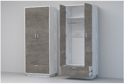 Эго Шкаф ШК-1 ПД (Камень Темный/Бетон Светлый)