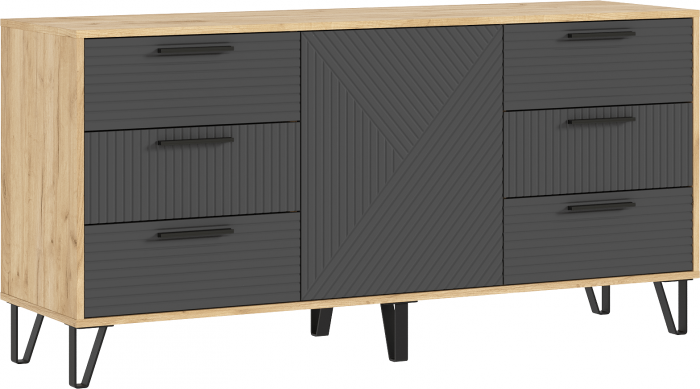 Комод Флэш Браш Графит/Дуб Крафт (Дуб крафт/ Графит)