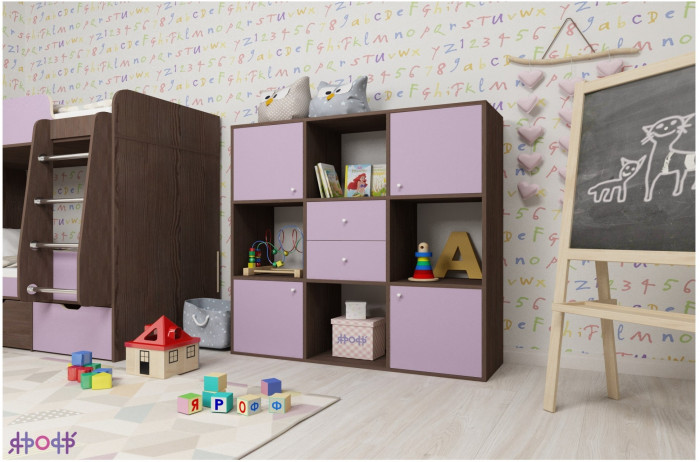 Стеллаж Джери (Ясень Анкор Темный/Ирис)