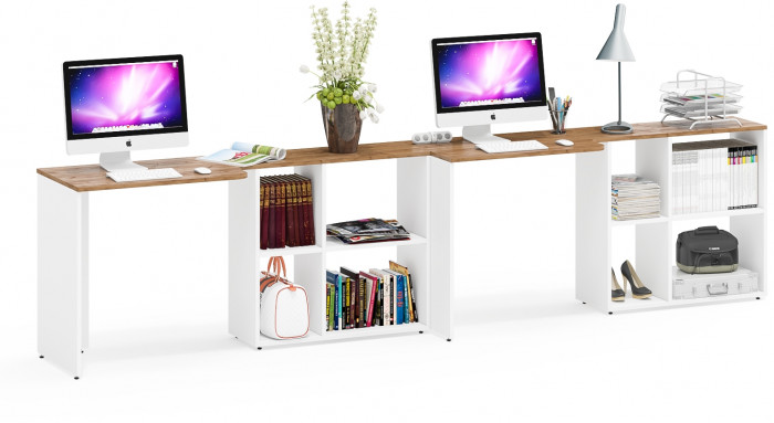 Лидер-8 Стол + Стол, цвет белый шагрень/крафт золото, ШхГхВ 330х50/30х75 см. или 230х50/80х75 см., НЕ универсальная сборка