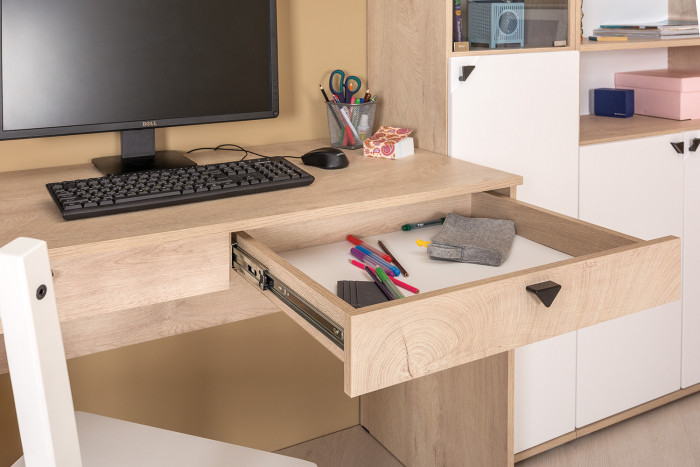 КР100 Бостон № 20, цвет дуб эндгрейн элегантный/фасады МДФ милк рикамо софт, 12.69+10.51+13.154+12.69+10.51+13.154, ШхГхВ 307,6х57,2х194,4 см, ун. сб.