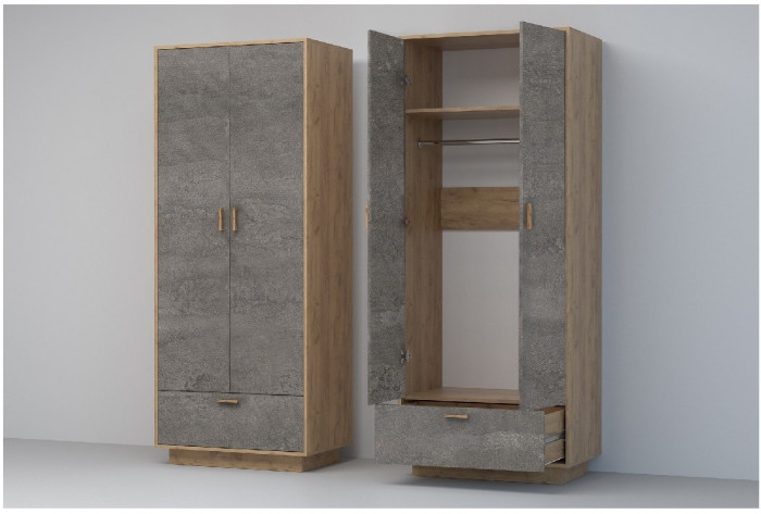 Эго Шкаф ШК-1 ПД (Камень Темный/Дуб Крафт Золотой)