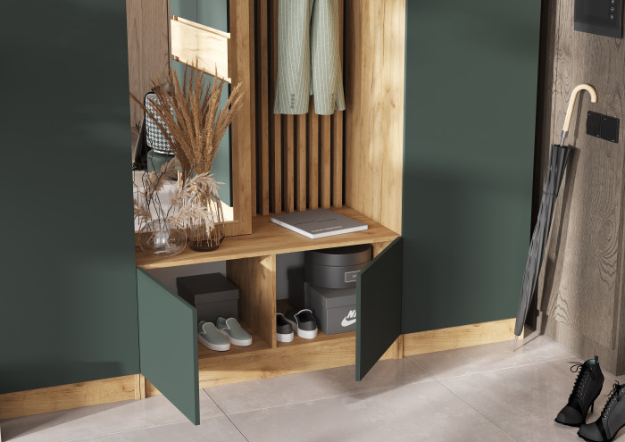 Модульная прихожая Роджина, Дуб крафт/Изумрудный