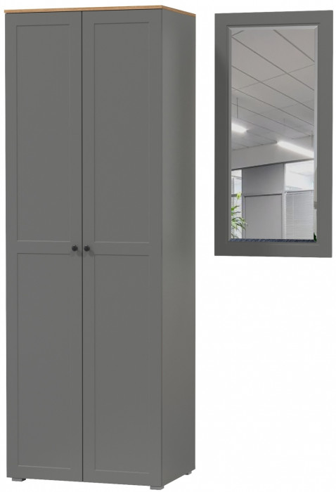 Остин Прихожая 07, цвет серый графит/дуб крафт золотой, ШхГхВ 139,5х54,3х229,6 см., универсальная сборка