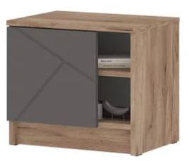 ОРЕГОН ТБ 03 Тумба прикроватная (450х400х340) Фасад МДФ АСФАЛЬТ СУПЕРМАТ,ДУБ КРАФТ ТАБАЧНЫЙ/Корпус ДУБ КРАФТ ТАБАЧНЫЙ