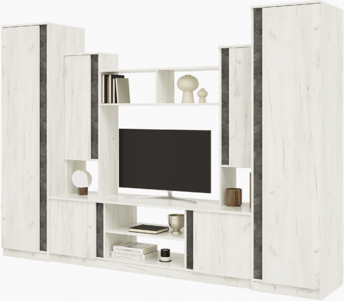 Гостиная Атлантида 5 (Крафт белый / Бетон темный)