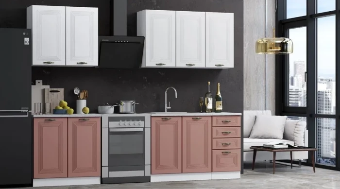 Кухонный гарнитур Гранд 2,0м, Белый софтач/Ванда/Белый (МДФ)