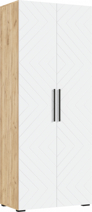 Флэш Шкаф 2-х ств. 900 браш вайт/дуб крафт