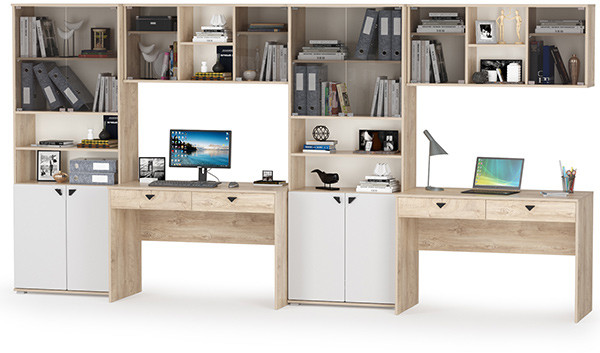 КР100 Бостон № 22, цвет дуб эндгрейн элегантный/фасады МДФ милк рикамо софт, 12.69+10.51+13.156+12.69+10.51+13.156, ШхГхВ 384х57,2х194,4 см., ун. сб.