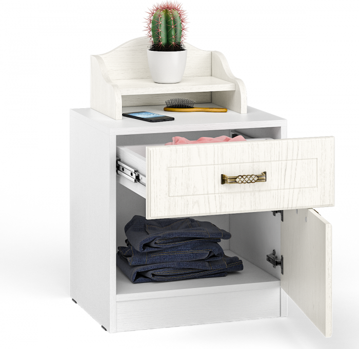 Ливерпуль Тумба 08.146 + Полка 10.117, цвет ясень ваниль/белый, ШхГхВ 50х41,3х73,3 см.